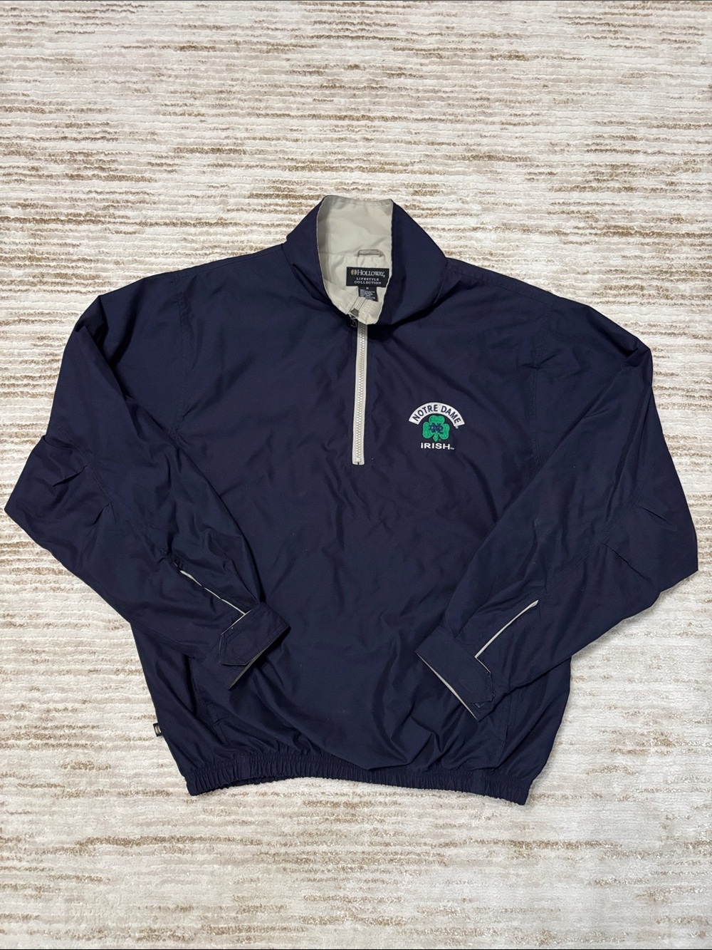 Vintage Navy Notre Dame Holloway Quarter-zip Pullover Windbreaker Size Medium